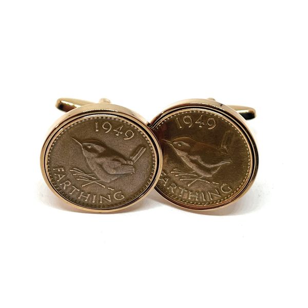 Premium 1949 Farthing cufflinks for a 76th Birthday cufflinks