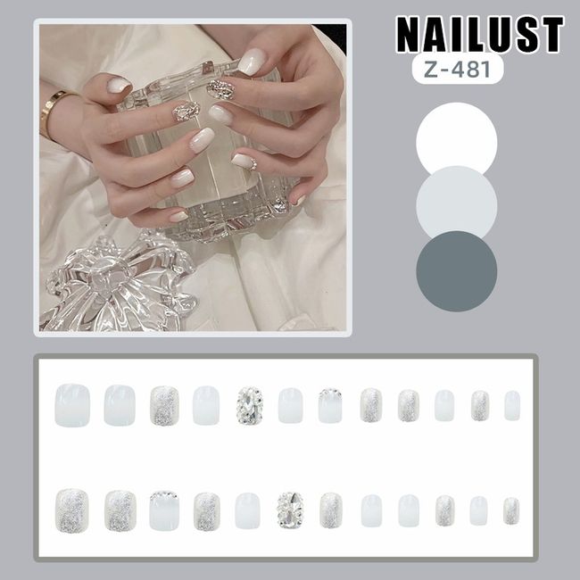 Nails Hands Fingers  [Set of 24] Nail Tips Nail Tips Nail Stickers False Nails False Nails Present Paste Nails Peelable Summer Nails Nail Supplies Nail Art Nail Parts NAILUST