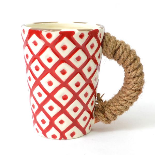 Mudpie 4355020 ROPE HANDLE MUGS Mug Gift - red