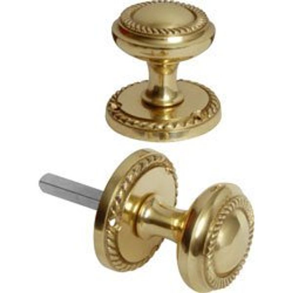 Ironmongery World Solid Brass Georgian Round Mortice Door Knobs Pull Handles Set