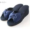 Heel Slippers 8cm Platform Bow Slippers (Navy), navy
