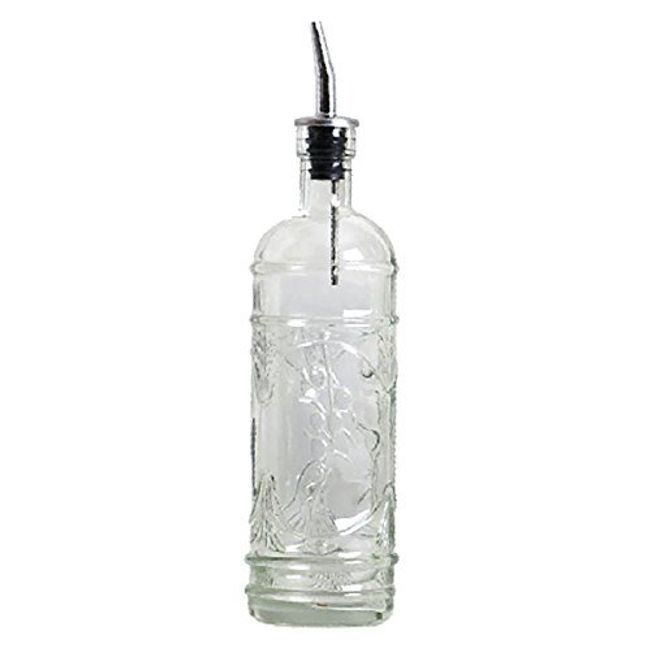 Chic Kitchen Olive Oil, Liquid Dish or Hand Soap Glass Bottle Dispenser G180VF Clear ~ Metal Pour Spout and Cork Included with Glass Bottle