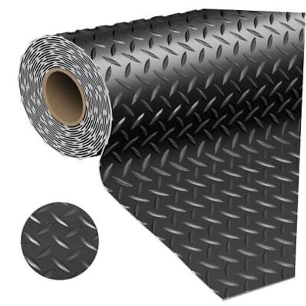 Garage Floor Mat 2.4mm Thickness PVC Garage Flooring Roll 7.5 x 17 FT Black