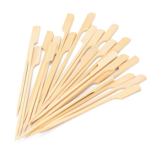 4.7 Inch Bamboo Skewers 100PCS Food Appetizer Toothpicks Wide Flat Paddle Bamboo Wood Picks for Cocktail, Marshmallow, Fruit, Grilling, Drink, BBQ, Barbecue, Yakitori Chicken, Fondue, Roasting