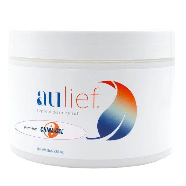 Aulief Topical Pain Relief Cream by China-Gel - for Neck Pain Relief, Knee Pain Relief, Back Pain Relief & Other Muscle and Joint Pain, FSA HSA Approved, Dye-Free White Gel, 8 oz Jar