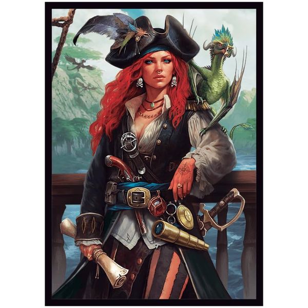 Fantasy North - Olivia Hughes - Captain of The Maiden’s Luck - 100 Smooth Matte TCG Card Sleeves - Fits Magic MTG Commander Pokemon and Other Card Games - Playing Card Sleeves