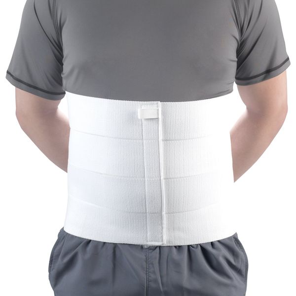 OTC Abdominal Binder, Chest Support Brace, Rib Fracture, Unisex, Four-Panel, White, Large