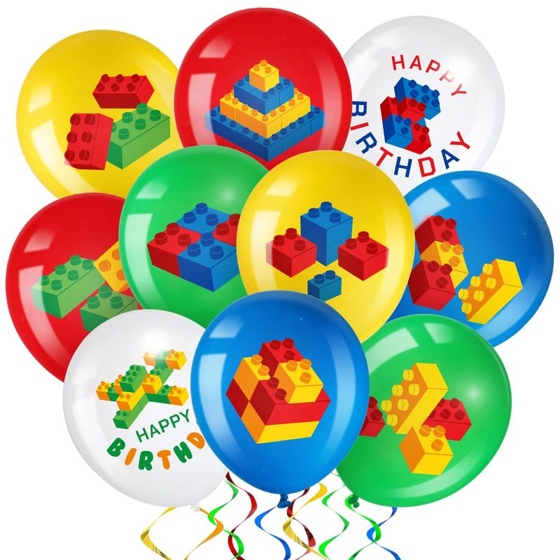 Harrycle 60 Pieces Building Blocks Themed Birthday Party Balloons ...
