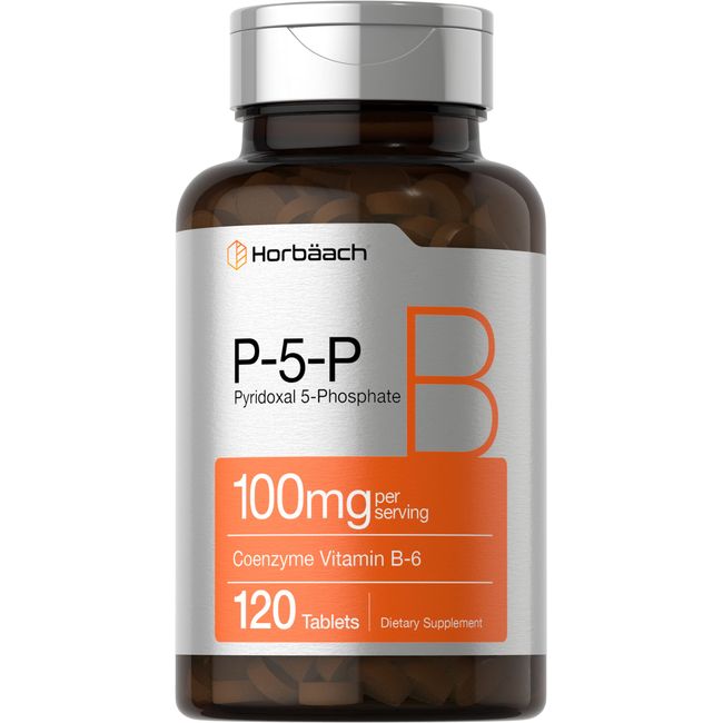 Horbäach P-5-P Activated Vitamin B6 100mg | 120 Tablets | Vegetarian Supplement, Non-GMO, Gluten Free | Pyridoxal 5 Phosphate | Coenzyme B6