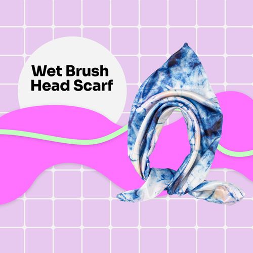 Wet Brush Head Scarf - Ocean Tie Dye - Headwrap with IntelliFabric is Gentle On The Hair While Staying In Place, Large Size Allows for Versatile Styling - Lightweight Head Covering for Women