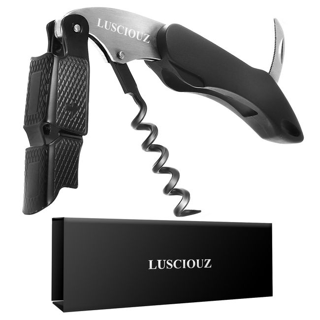 LUSCIOUZ Professional Double Action Sommelier Knife (Silver 101)