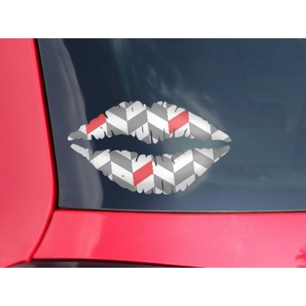 uSkins Lips Decal 9x5.5 Chevrons Gray and Coral