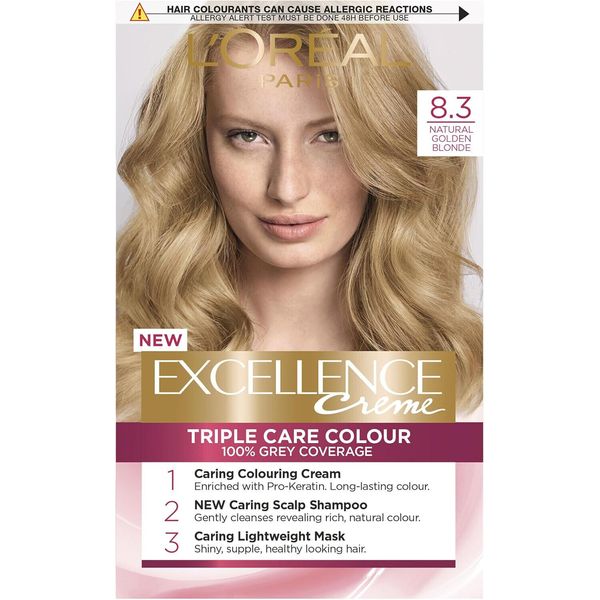 L'Oreal Paris Excellence Crème Permanent Hair Dye 8.3 Natural Golden Blonde