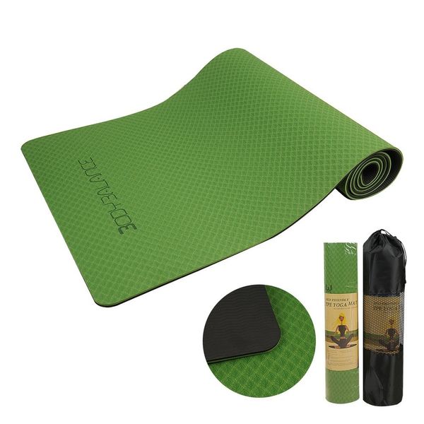 Safe material exercise mat home training Pilates health ballet yoga mat, TPE two-tone green 8mm