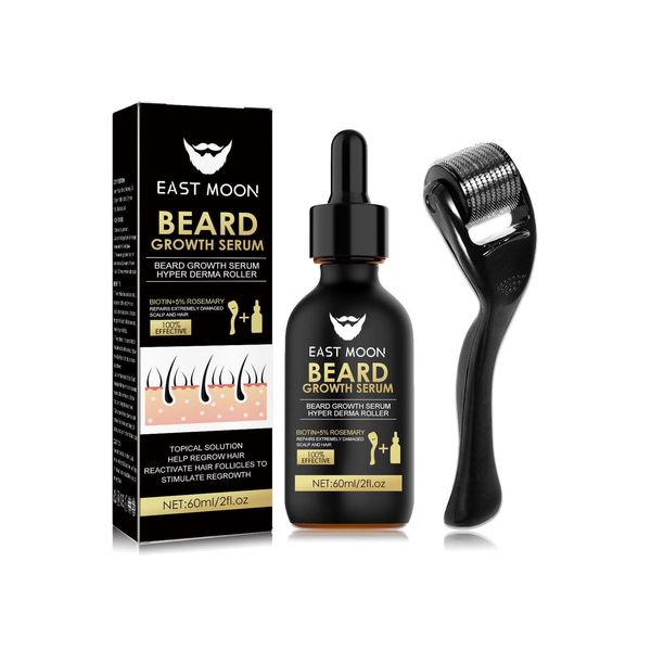 Beard Growth Kit-With Beard Derma Roller For Growth & Natural Ingredients Beard Growth Serum-Beard Grooming Kit For Men-Beard Kit For for Beard Rapid Growth and Thickening -Gifts For Men Dad Father