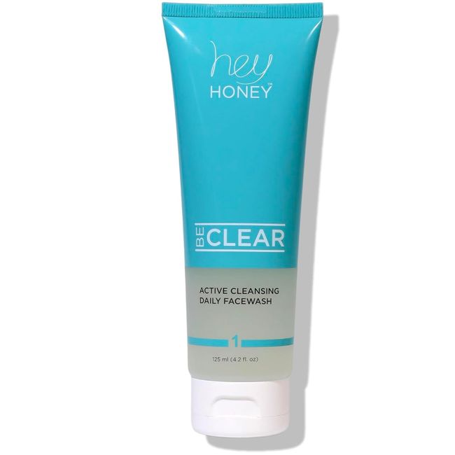 Hey Honey Skincare Be Clear Acne Routine | Daily Active Cleansing Face Wash | Youth & Young Adults, Blemishes Prone | Propolis & Gentle Exfoliating Acids | Fast & Long Lasting Oil Control | 5 fl oz