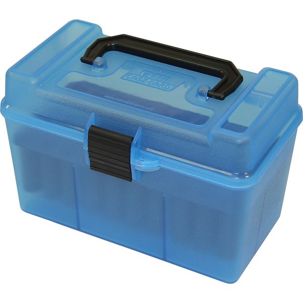 MTM H50-RL Deluxe 50-Round Rifle Ammo Case Box 30-06 270 Win 25-06, Clear Blue, Model:H50-RL-24