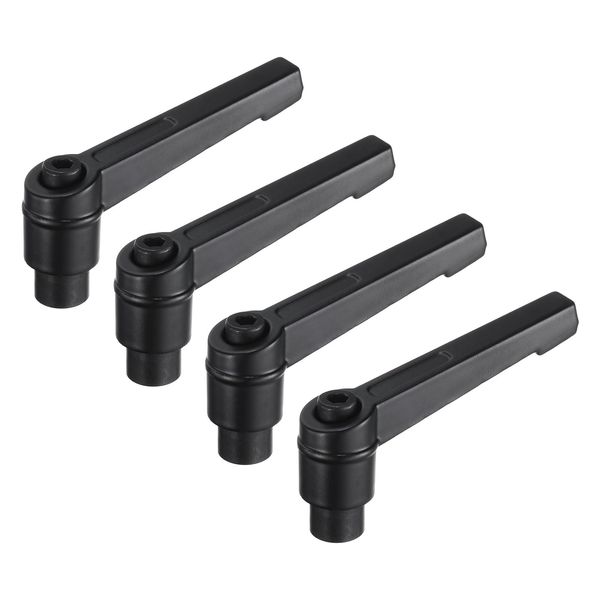 sourcing map 4pcs Clamping Lever Adjustable Handles M4 Metric Female Thread Level Handle Hand Knobs Quick Release Black for Lathe Machinery