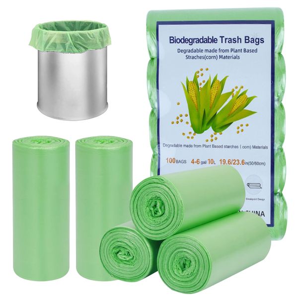 haierdidi Bio Müllbeutel 15L, 100 Stück Kompostierbare Biomüllbeutel Beutel 2.6 Gal, Recycled Thick, Biodegradable, Compostable, For Food/Household/Garden，45x50cm(15L) (15L)