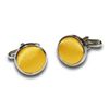 DQT Men Plain Satin Fabric Inlay Wedding Cufflinks - Marigold