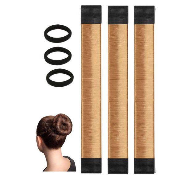 Magic Bun Makers 3 Pcs, OCHILIMA Professional Hair Bun Maker-Donut Hair- Perfect Hair Bun Maker-Ballet Bun Maker-Easy Bun Hair Tool-Kids Ballerina Bun-Shaper Bun Hair Tool Easy Bun Snap and Roll