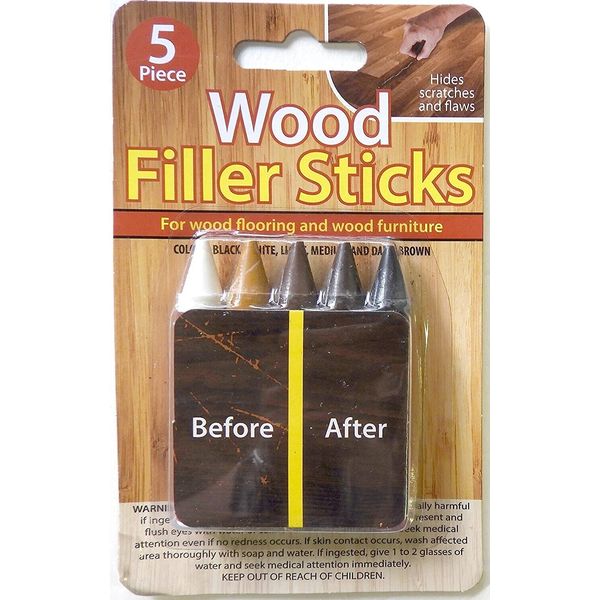 Wood Filler Sticks 5 Pack Hides Repairs Scratches and Flaws on Floors and Furnit