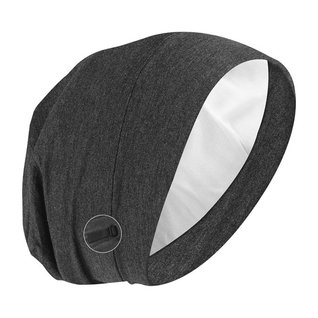 Molain Satin Bonnet Schlafmütze Haarabdeckung Motorhaube Satin Gefüttert Slouchy Beanie Nachtschlafmütze Verstellbar Stay on Silk Lined Slouchy Beanie Hat Schwarz, grau, 58