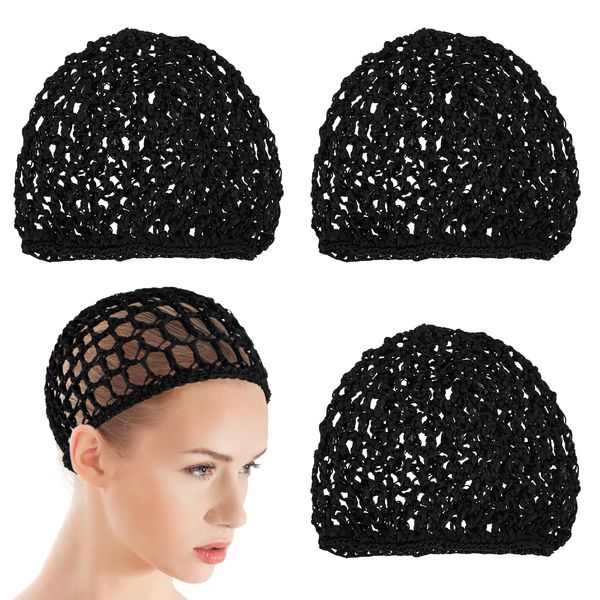 5 Pcs Crochet Wig Cap Soft Wig Net Breathable Hair Net for Wig Sleep Cap Black Mesh Wig Cap Reusable Hair Nets for Women