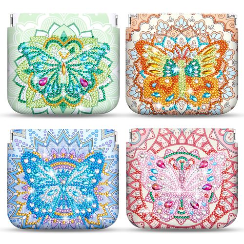 Hsei 4 Pcs Diamond Painting Coin Purse Pouch Leather DIY Rhinestone Paint Handmade Clutch Change Holder Change Purse Diamond Painting Bags for Adults Women Craft Makeup (Mandala, Butterfly)