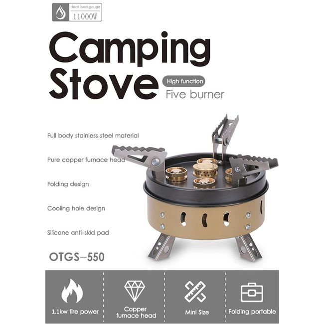Outdoor BBQ Folding Gas Stove Head camping Picnic windproof Gas