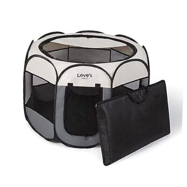 Pet Puppy Dog Playpen Dog Tent Crates Cage Indoor/Outdoor, Portable Grey Small