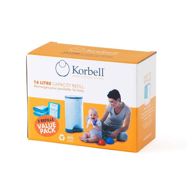 Korbell Nappy Disposal Bin Liners - Standard (16 Litre) - 3 Refills Value Pack