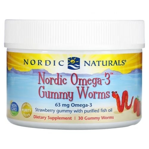 Nordic Naturals Omega 3 Wiggler Strawberry 63mg 30 gummies, 30 tablets, 1 unit