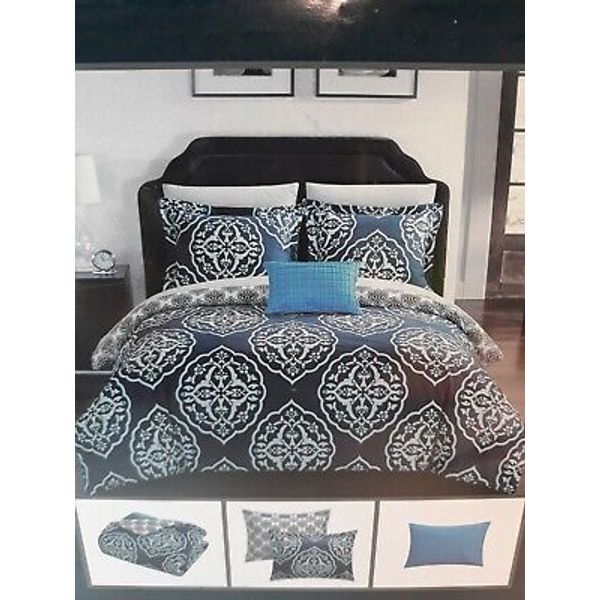 Chic Home Murano 3 Piece Duvet Cover Set Reversible Medallion Bedding Twin Blue