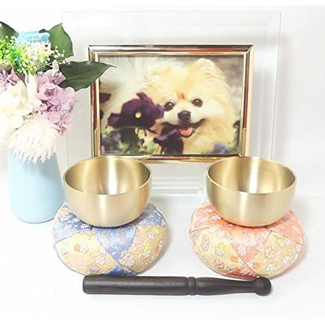 Pet Buddhist Utensils Mini Orin Set, Rin Stick, Rin Cushion, Koume Maru (Blue)