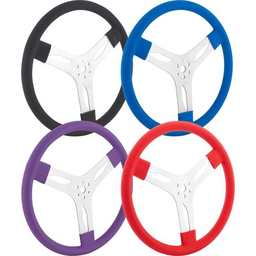 15 Inch Black Cushioned Alum 3-Spoke Steering Wheel, Flat