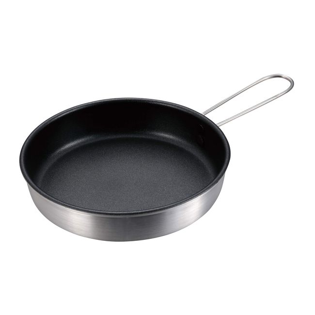 Captain Stag UH-4111 Barbecue Frying Pan, Fluorine Resin Treatment, Aluminum, Folding Handle, Mini Frying Pan, 6.3 inches (16 cm)