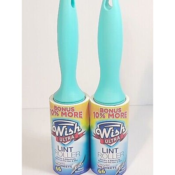 2x wish  Lint Roller Fuzz Dust Pet Hair Extra Sticky Reusable Lint Remover