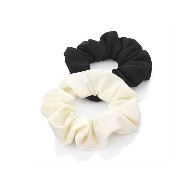 Black Cream Jersey Fabric Hair Scrunchie Bobbles Hair Accessories for Women Girls by Glitz4Girlz