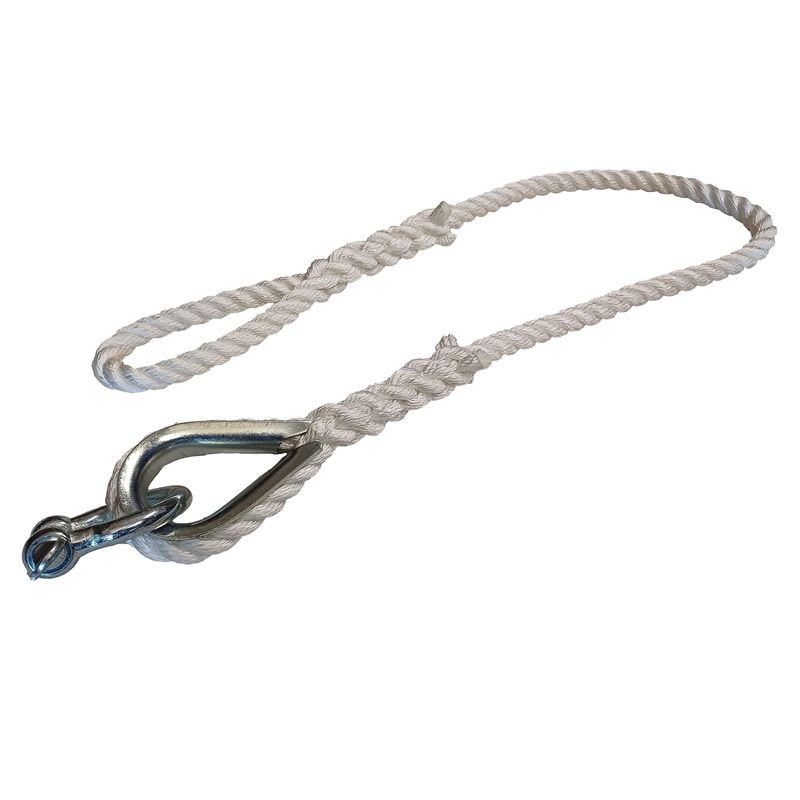 12mm Nylon Rope Mooring Strop With Galv Thimble & Bow Shackle One End ...