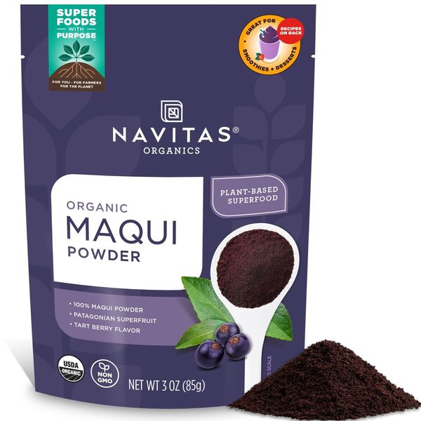 Navitas Organics Maqui Powder 3 oz. Pouch 17 Servings — Organic Non-GMO Freez...