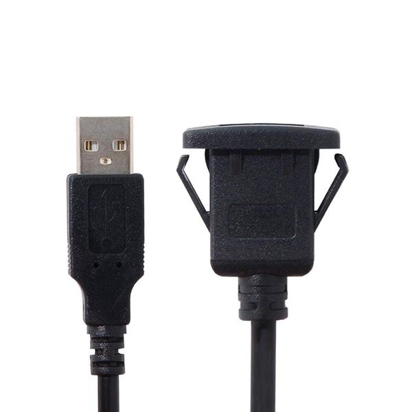 JSER 1m Waterproof Single USB 2.0 Extension Latch Mount Car AUX Cable for Dashboard Panel