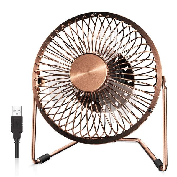 EasyAcc USB Desk Fan 5 Inch Desktop Silent Fan Air Circulator 2 Speeds 360° Rotation Brushless Motor Noiseless for Home and Office Laptop Notebook PC Desk Table Fan - Metal Brone