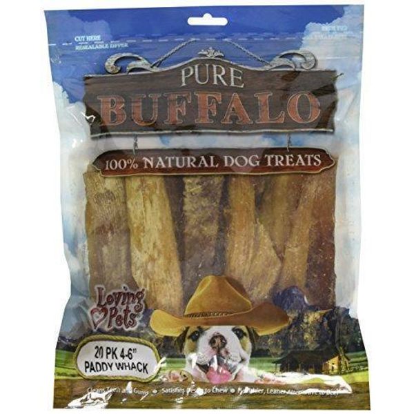 Loving Pets Pure Buffalo 6-Inch Backstrap Tendon Dog Treat, 20-Pack