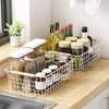 Wire Baskets with Handles Wire Storage Organizer Baskets for Kitchen 4 Set White