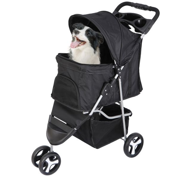 3 Wheels Travel Pet Stroller for Dogs and Cats Durable Foldable Stroller