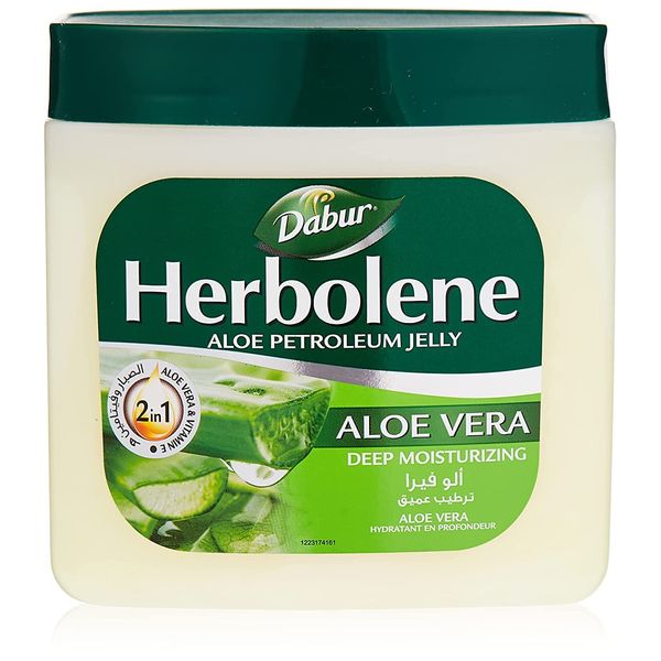 Dabur Herbolene Aloe Vera Gel Petroleum Jelly - Enhanced with Vitamin E for Deep & Intensive Skin Moisturization - Gentle on Sensitive Skin - Nourishing Bliss & Lasting Hydration - 425 ML (Pack of 1)