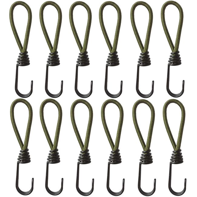 DanYun 12 Pcs Stretch Cord Cord Tent Tarp Parts Rubber Hooks Twin Hooks Steel Camping Outdoor