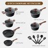 15 Piece Nonstick Induction Cooking Kitchen Cookware Sets Granite Pots and Pans