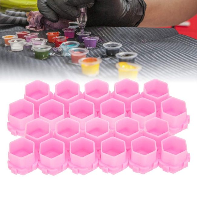 Tattoo Ink Cups Pigment Ink Caps, 200pcs Honeycomb Shape Tattoo Ink Cups For Eyebrow Tattoo Makeup Holder Cups Permanent Pigment Makeup Tool Body Art Ink Cup Holder Container Cup